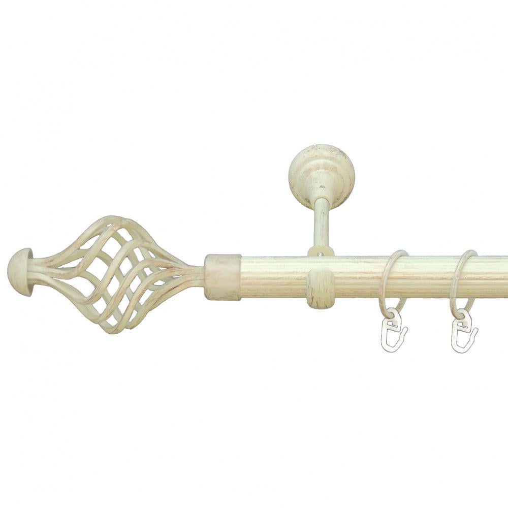 Карниз металевий Orvit Арезо однорядний відкритий/рифлена труба/кільце металеве Біле Золото 25 мм 240 см (6951148)