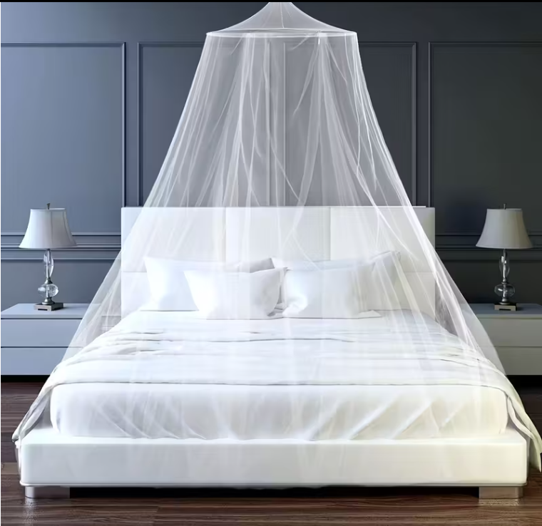 Сітка москітна балдахін над ліжком для саду в кемпінгу на пікніку в саду з кільцем Білий (1410)