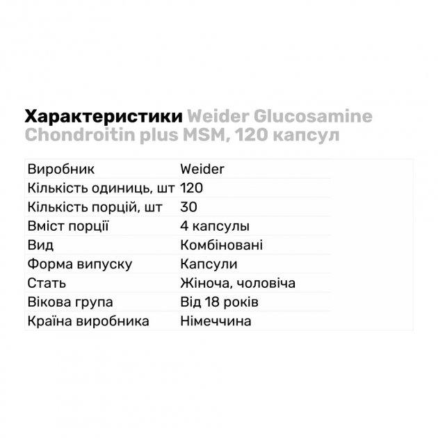 Хондропротектор Weider Glucosamine Chondroitin plus MSM 120 caps - фото 2