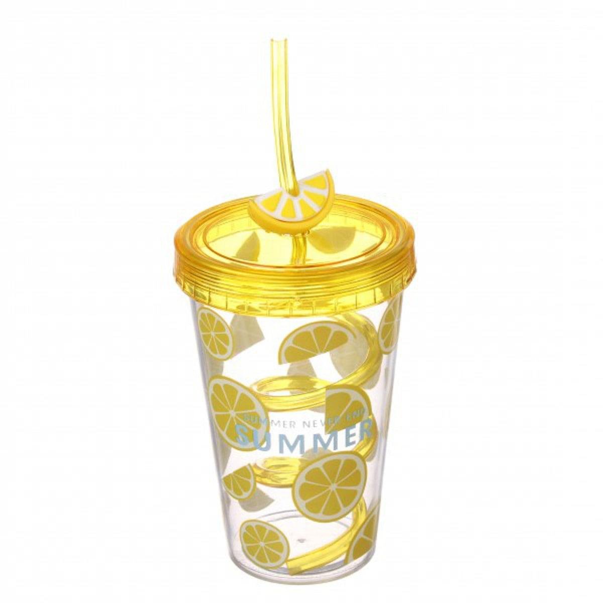Тамблер-стакан Лимон акриловый с трубочкой 380 мл (69-960) - фото 2 Тамблер-стакан Лимон акриловый с трубочкой 380 мл (69-960) - фото 2
