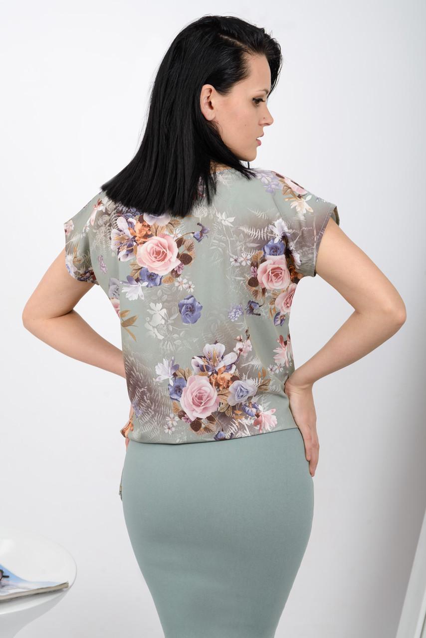 Блузка женская со шнурком Розы 151 3XL Green - фото 3