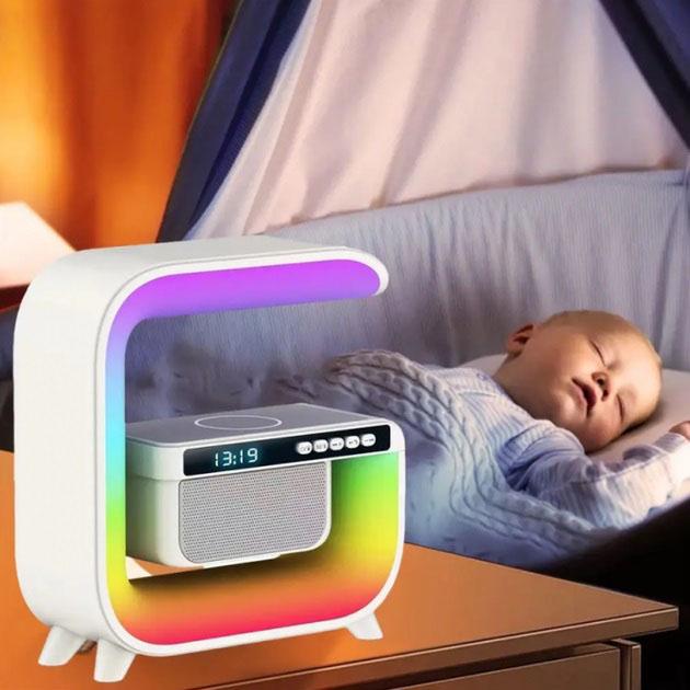 Ночной аккумуляторный RGB G3 с беспроводной зарядкой 15W и Bluetooth колонкой 3W Настольная смарт лампа - фото 7 Ночной аккумуляторный RGB G3 с беспроводной зарядкой 15W и Bluetooth колонкой 3W Настольная смарт лампа - фото 7