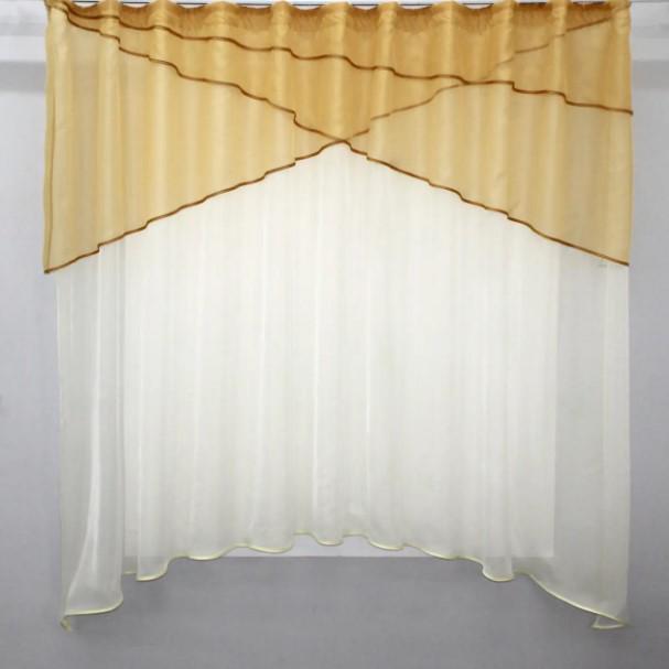Гардина на кухню/балкон шифон 270х170 см Золотистый/Молочный (00к 59-544)
