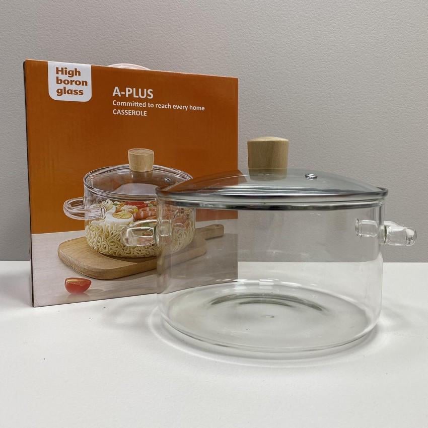 Каструля з кришкою A-Plus 1056 скляна 3,2 л 20 см (2187140665)