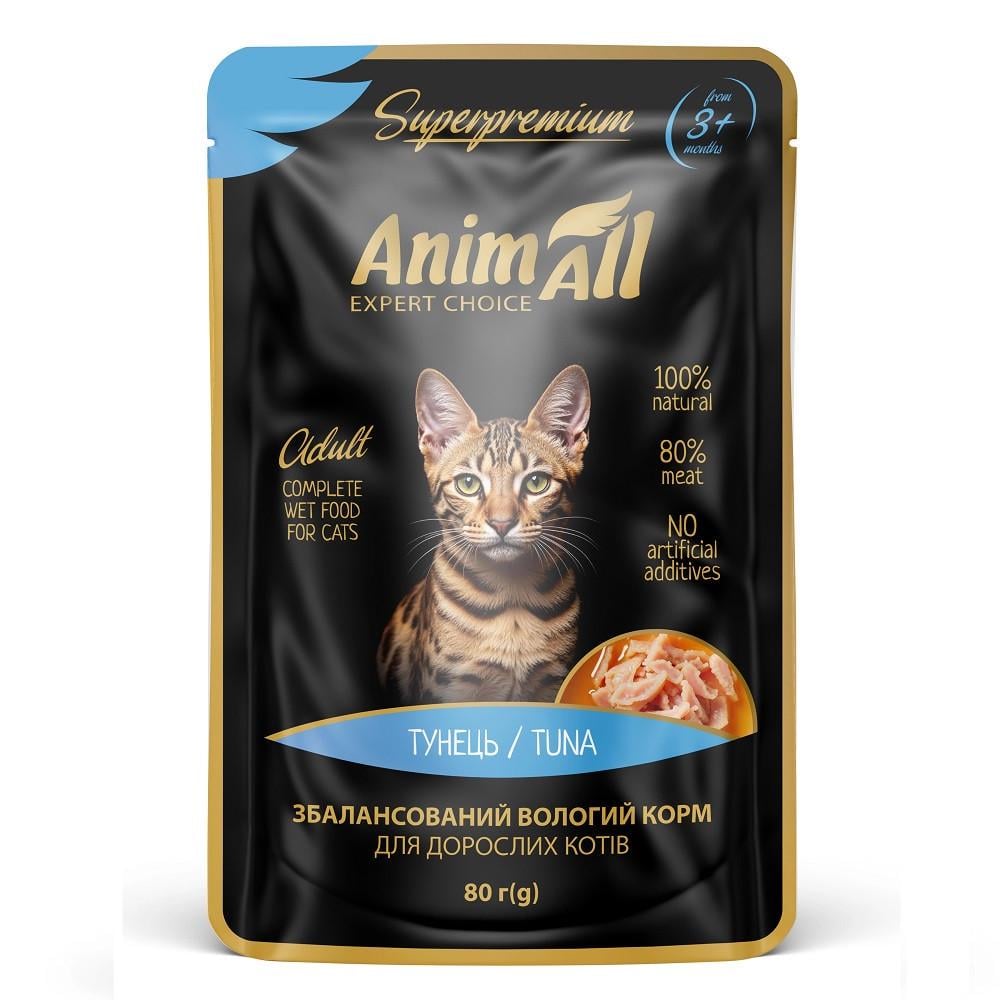 Корм влажный для кошек AnimAll Тунец пауч 80 г (2998381616) Корм влажный для кошек AnimAll Тунец пауч 80 г (2998381616)
