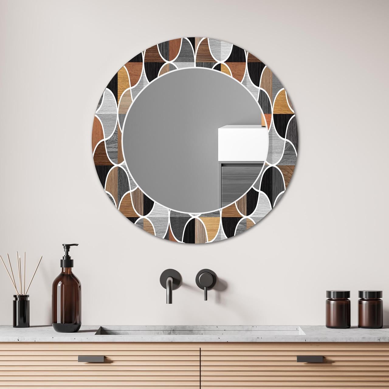 Зеркало на стену NovellaPrint с рисунком орнамента круглое 60 см (2008.2)