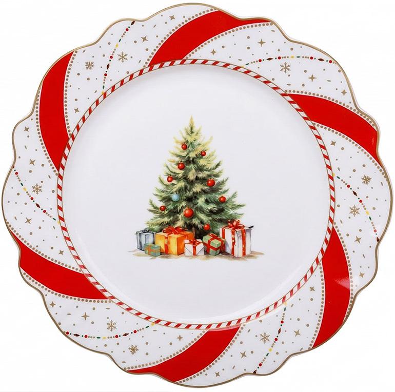Тарелка фарфоровая новогодняя Christmas Ribbon Елка Ø 28 см Тарелка фарфоровая новогодняя Christmas Ribbon Елка Ø 28 см