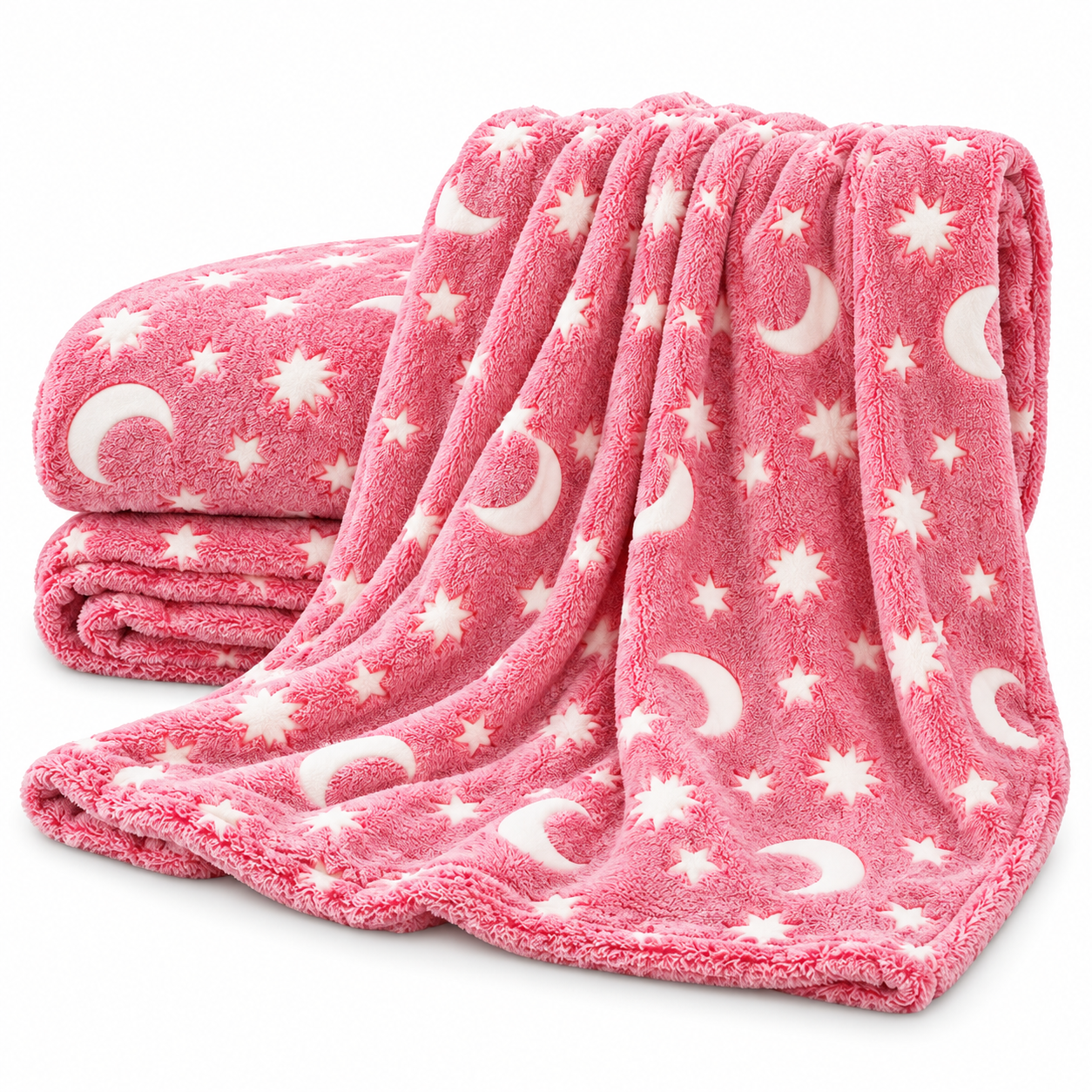 Плед светящийся в темноте Blanket Kids Magic Star флис 180х150 см Розовый (56384)