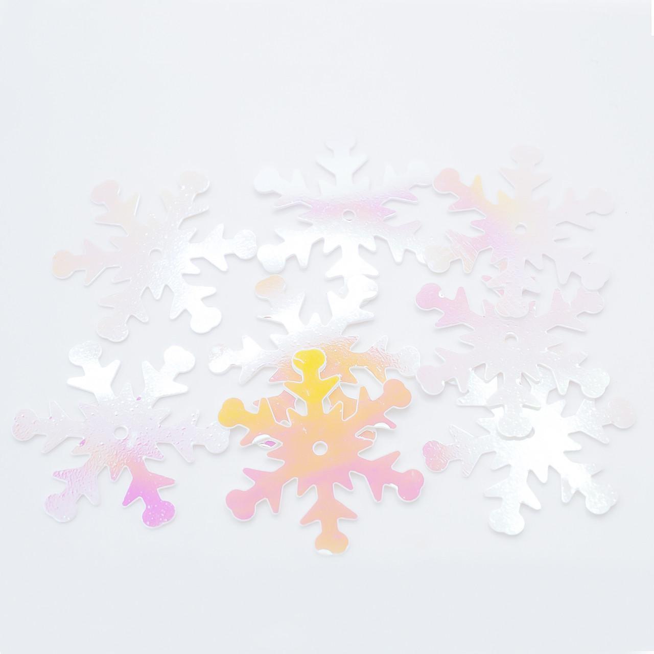 Пайетки Снежинки 25 мм 250 г Айвори хамелеон (ПА0025с50) Пайетки Снежинки 25 мм 250 г Айвори хамелеон (ПА0025с50)