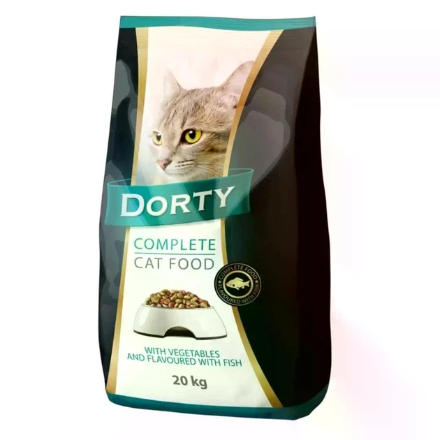Сухой корм для взрослых кошек Dorty complete с рыбой и овощами 20 кг