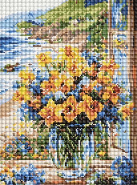 Алмазная мозаика Ideyka Цветочное побережье 30x40 см (Id-AMO8153)