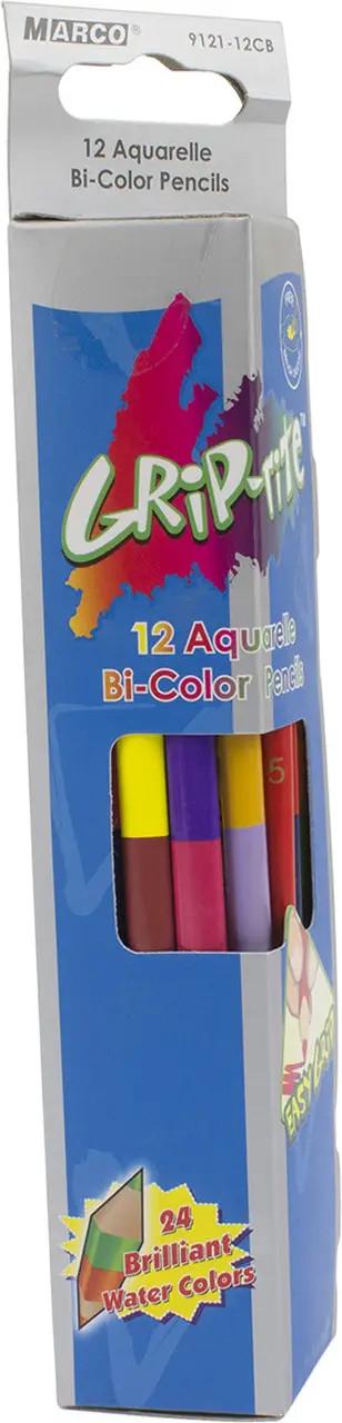 Карандаши Marco Grip-Rite цветные акварельные двухсторонние с кисточкой 24 цвета