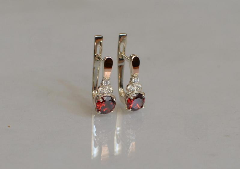 Серебряные серьги Sil с золотом 140s-2 Красный (Sil-690)
