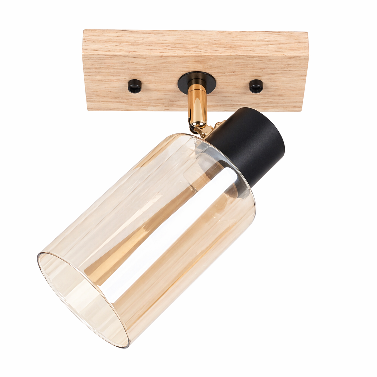 Светильник поворотный с деревом Sneha стеклом на сменную лампу E27 Черный с золотистым (9964435106/1)