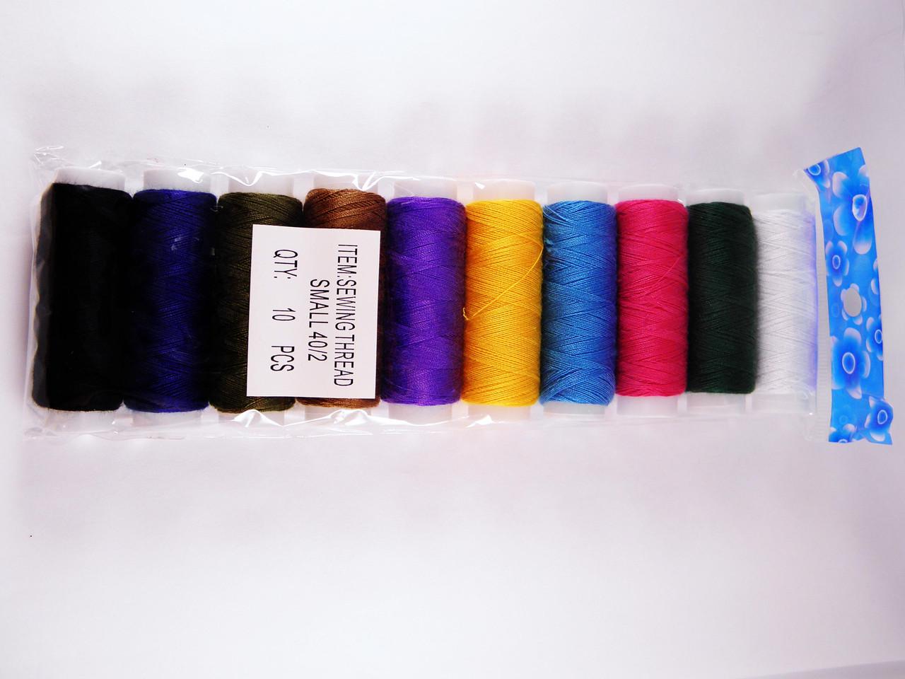 Нитки для шитья 100% полиэстер № 40/2 81 м 10 шт. Разноцветный (1386668845)