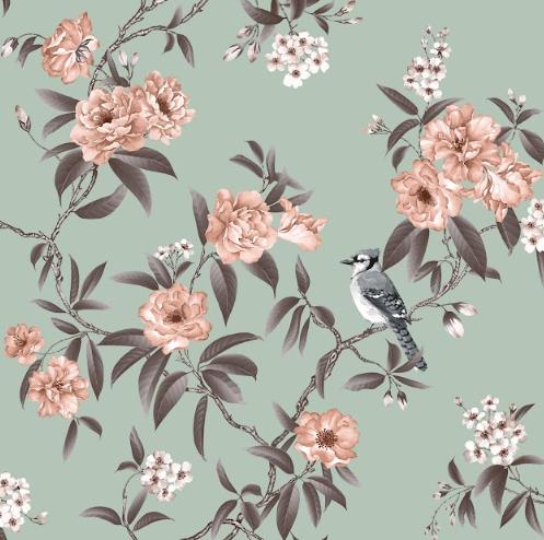 Обои на бумажной основе Шарм 170-04 Блум 0,53х10 м Мятный (660e693a0affe172ae1a8a72) - фото 2