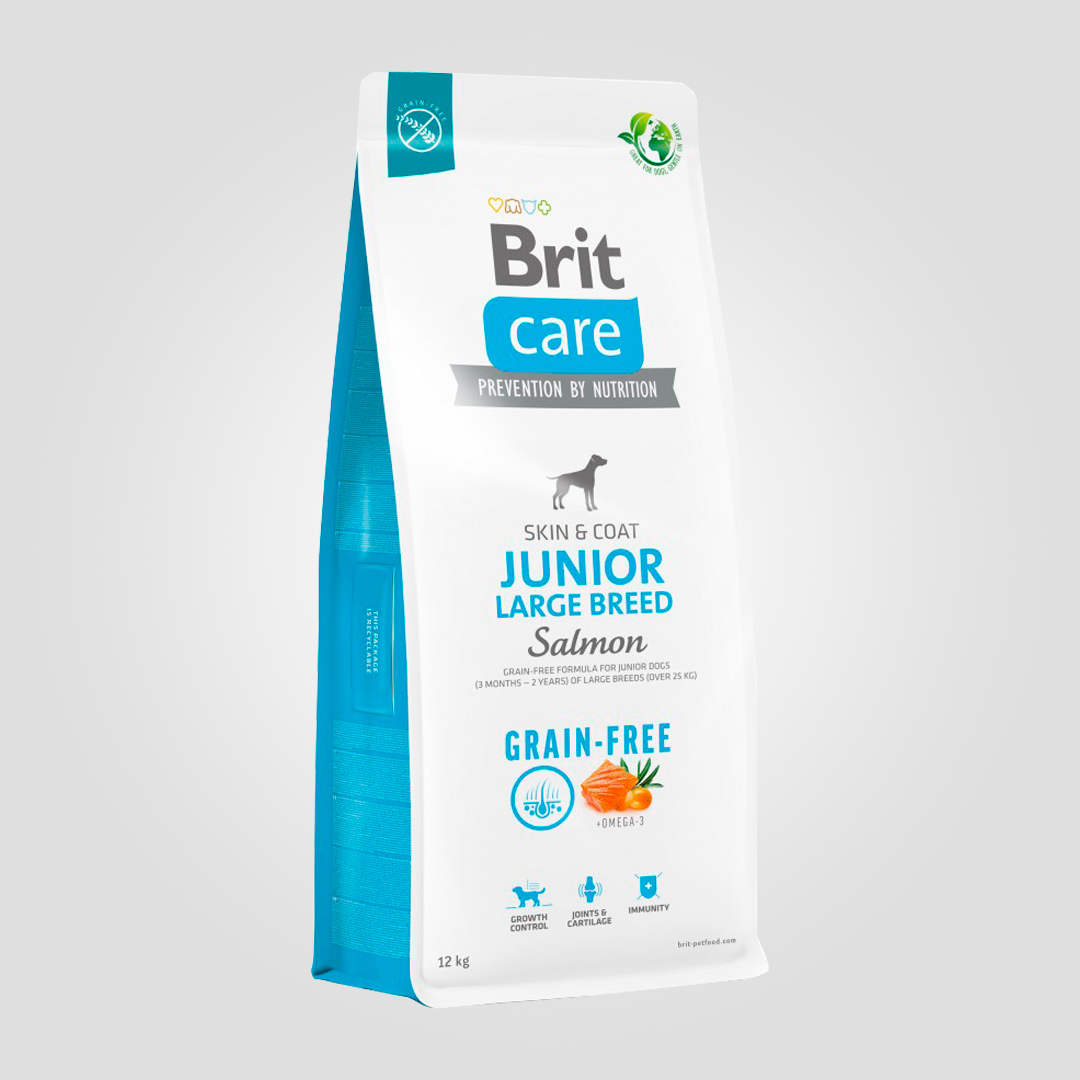Корм сухой Brit Care Dog Grain-free Junior Large Breed для молодых собак больших беззерновых пород с лососем 12 кг (20504631)