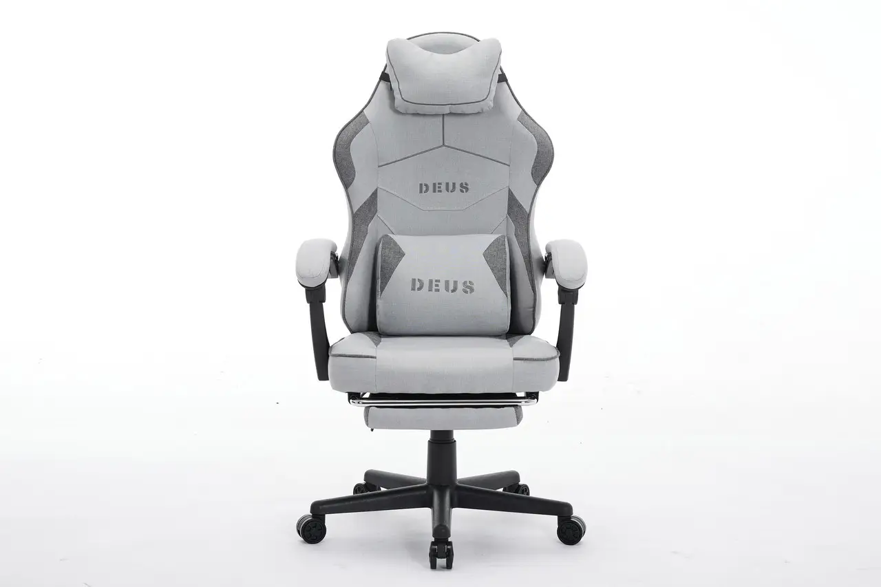 Крісло ігрове комп'ютерне Deus ED09 текстиль з підставкою для ніг Сірий (2979) - фото 2 Крісло ігрове комп'ютерне Deus ED09 текстиль з підставкою для ніг Сірий (2979) - фото 2