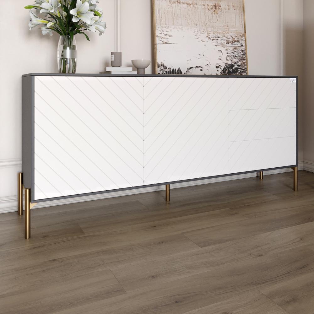 Комод Lion Амарант с золотыми металлическими ножками 168x40x76,5 см Антрацит/Белый (000-000-1908)
