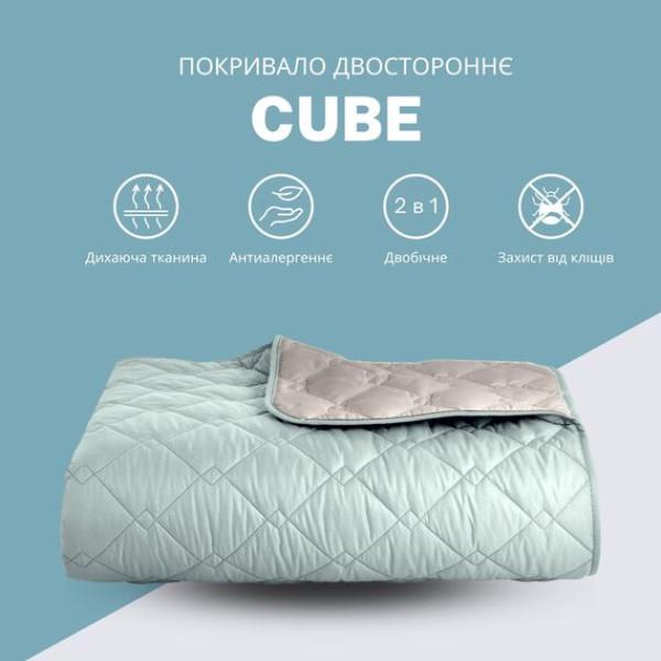 Покривало двостороннє IDEIA Стиль Cube з антиалергенним волокном 140х210 см М'ятний/Світло-сірий (8-32403*007) - фото 7