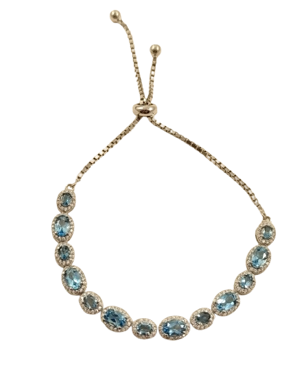 Браслет серебряный с топазом SWiss Blue (Б025-ст)