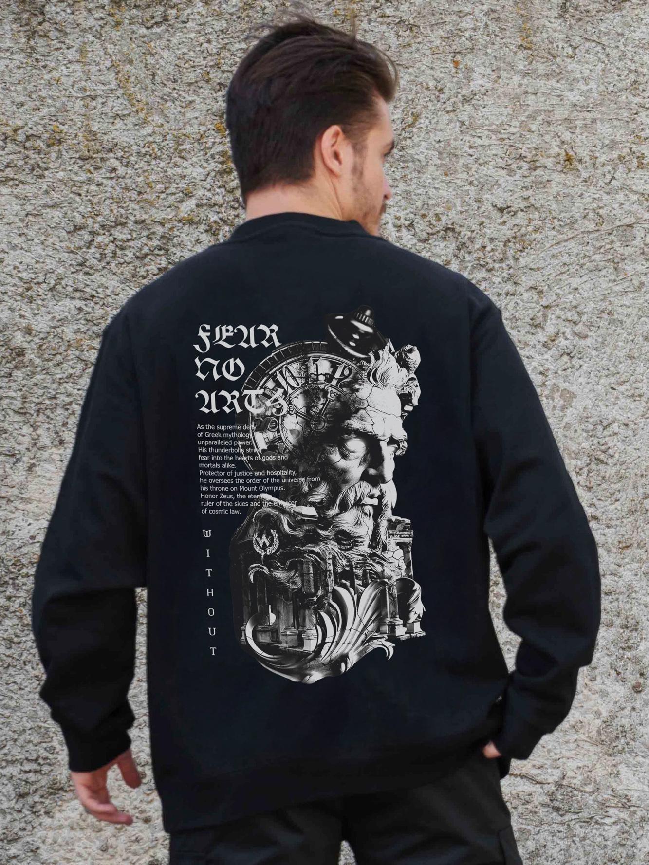 Світшот оверсайз з принтом Without Greek S/M Black (S/M8055614)