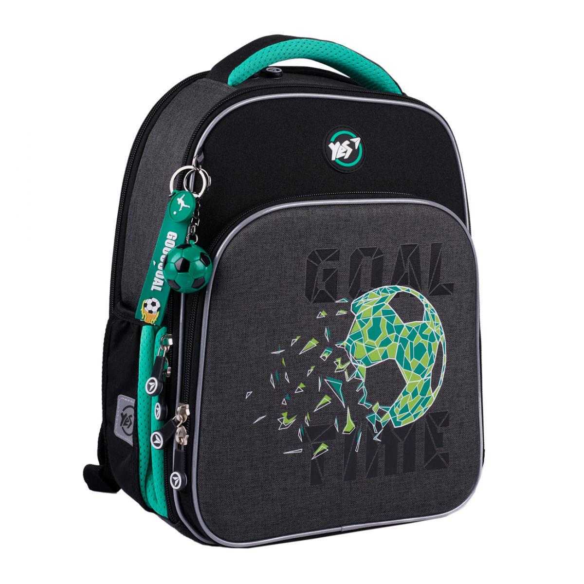 Рюкзак школьный YES Football Time 38x29x15 см 17 л Серый (559866)