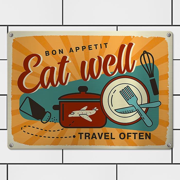 Табличка металева Bon appetit Eat well 26х18,5 см (MET_20J081_SER)