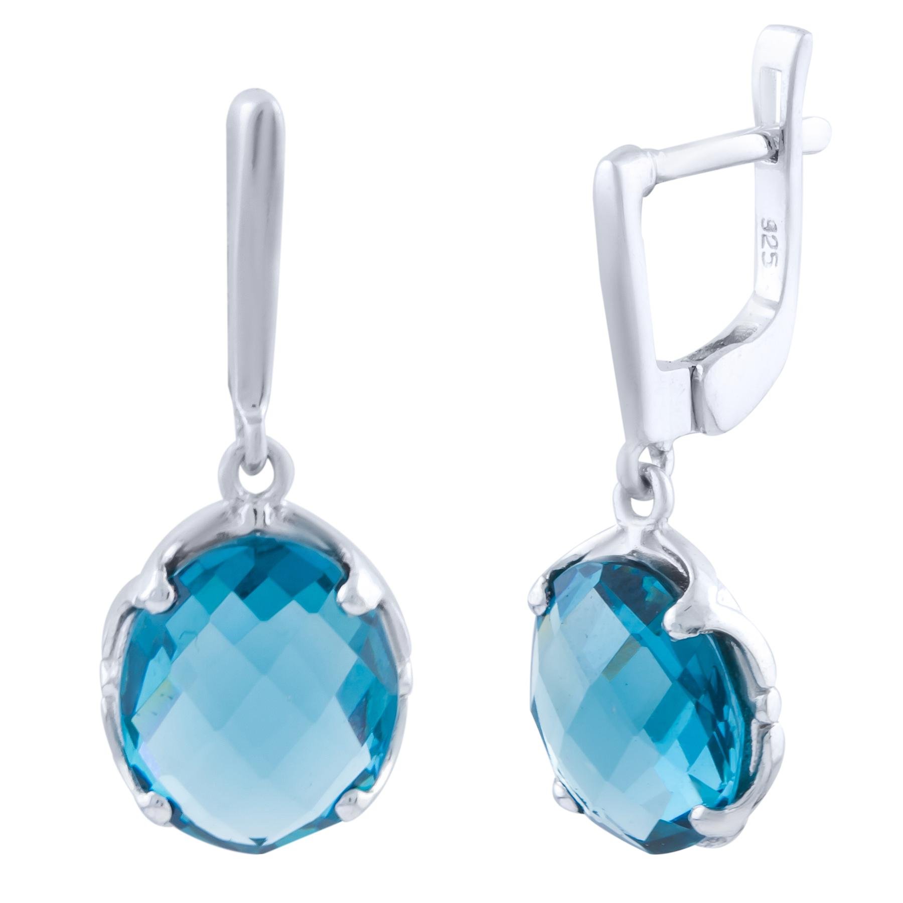 Сережки срібні з лондонським топазом овальної форми