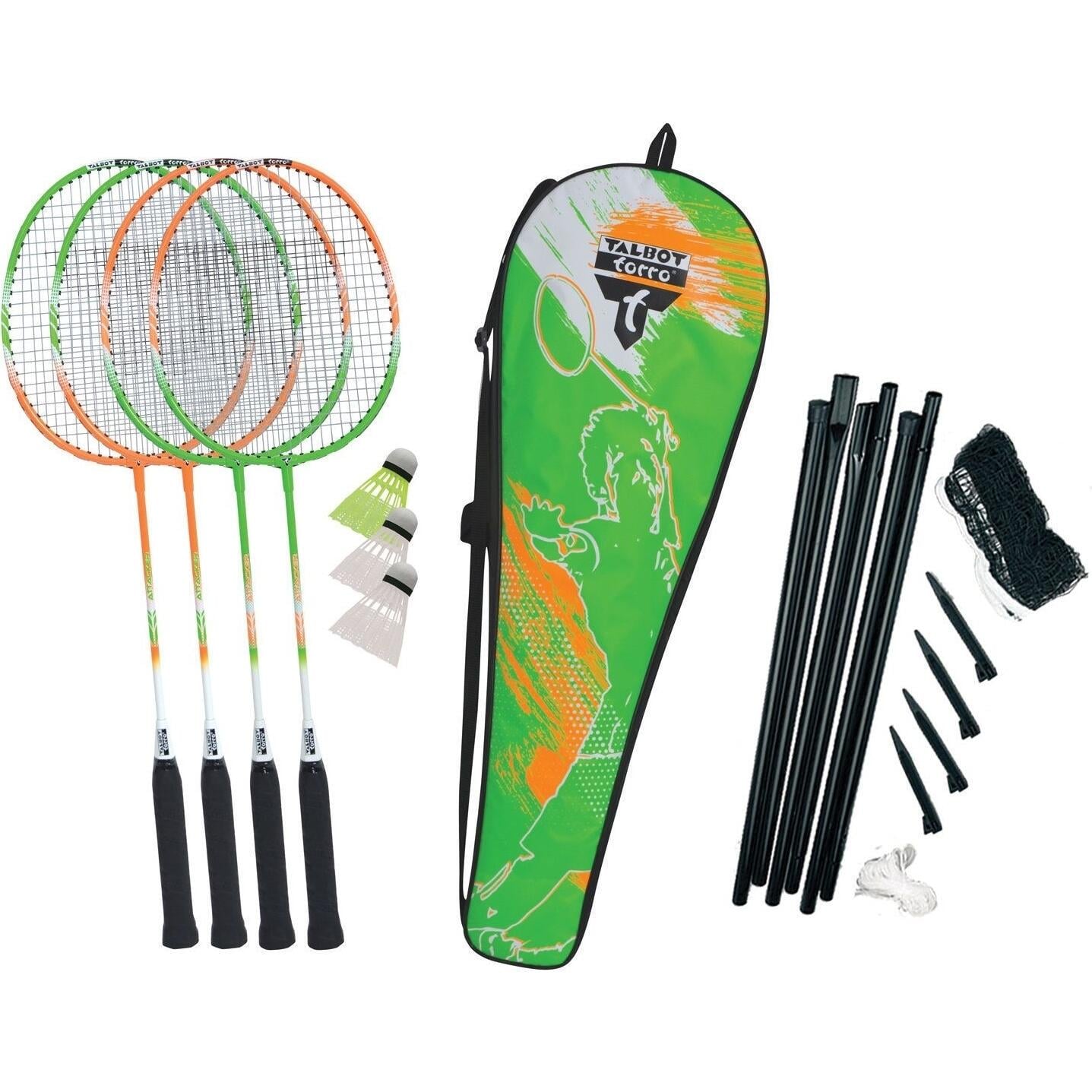 Набір для бадмінтону Talbot BADMINTON SET 4-ATTACKER PLUS 4 ракетки/3 волани/сітка/чохол Зелено-помаранчевий (449414) Набір для бадмінтону Talbot BADMINTON SET 4-ATTACKER PLUS 4 ракетки/3 волани/сітка/чохол Зелено-помаранчевий (449414)