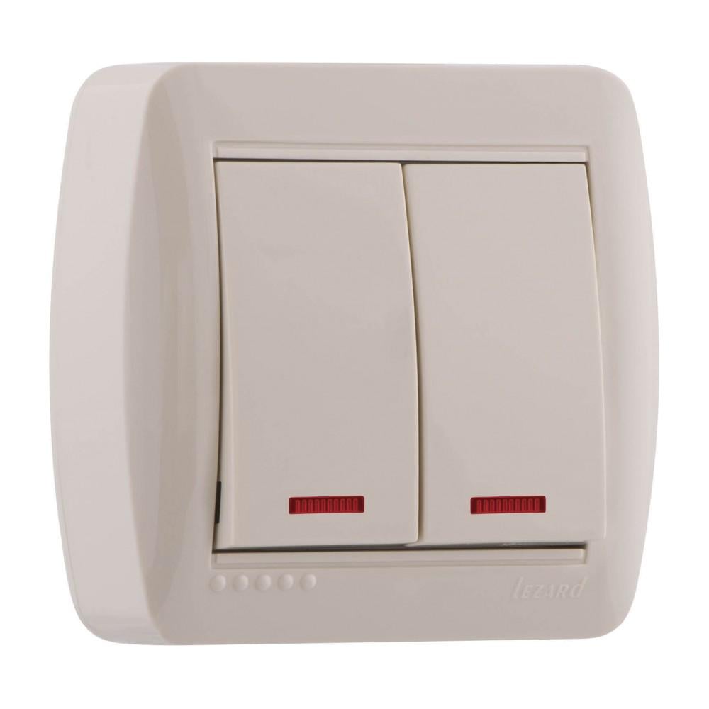 Вимикач Lezard Demet 2-клавішний з підсвіткою Кремовий (7110300112)