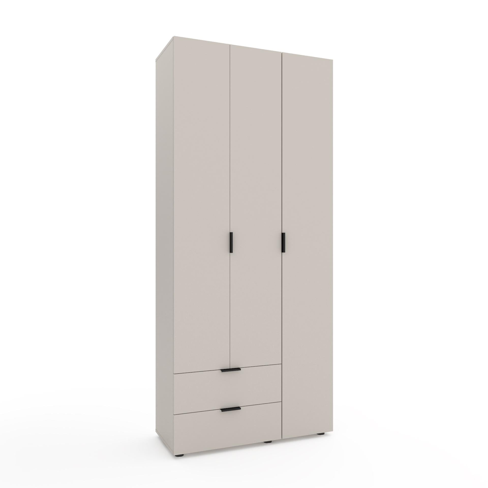 Шкаф одежный с выдвижными полками и штангой слева Кашемир (381084)