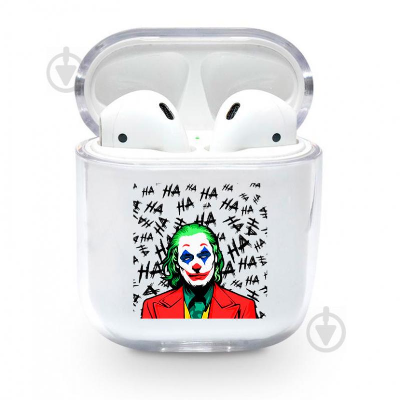 Прозрачный силиконовый чехол Apple AirPods с рисунком - Joker Ha ha (KAP1216)