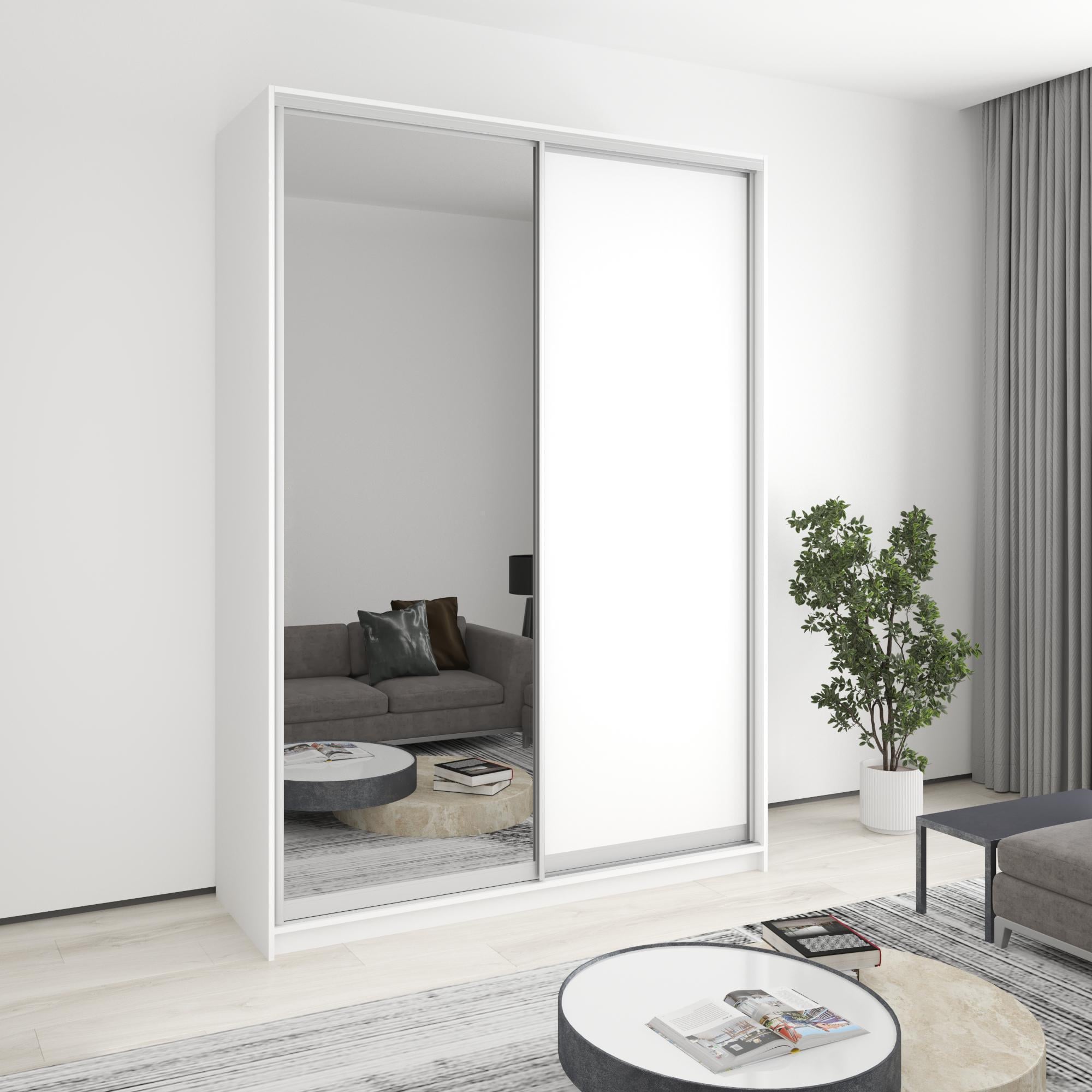 Шкаф-купе двухдверный MebelStar Комбо AL ДСП/зеркало 170x45x240 см Аляска белый (MBS-4098)