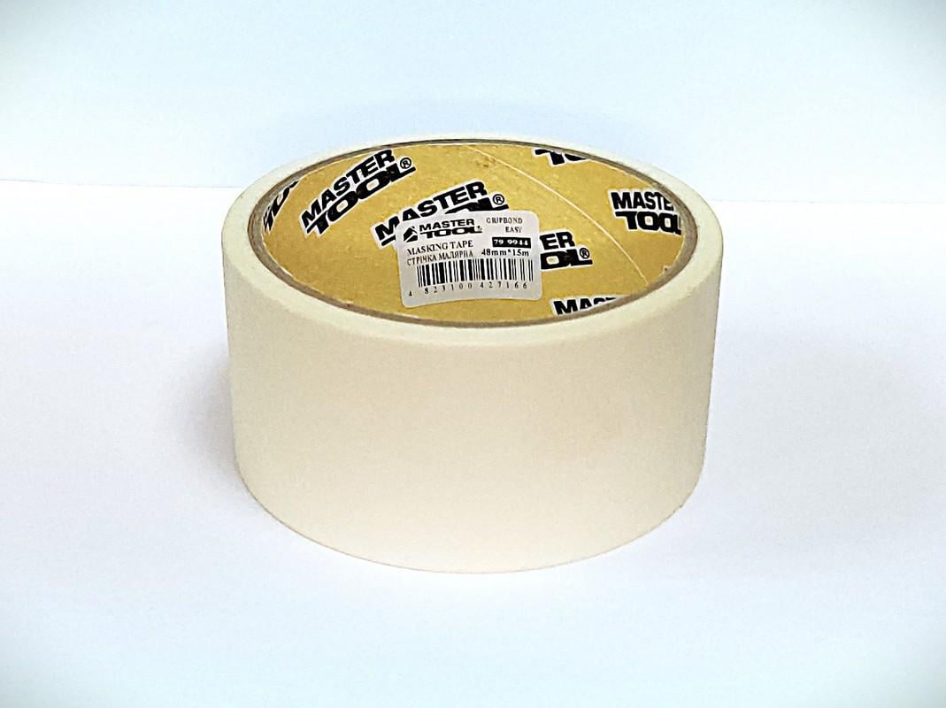 Лента малярная универсальная MasterTool GripBond Easy 48 мм х15 м Белый (79-9944) Лента малярная универсальная MasterTool GripBond Easy 48 мм х15 м Белый (79-9944)