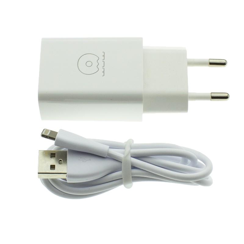 Сетевое зарядное устройство WUW T28 2,4A USB with Lightning cable White