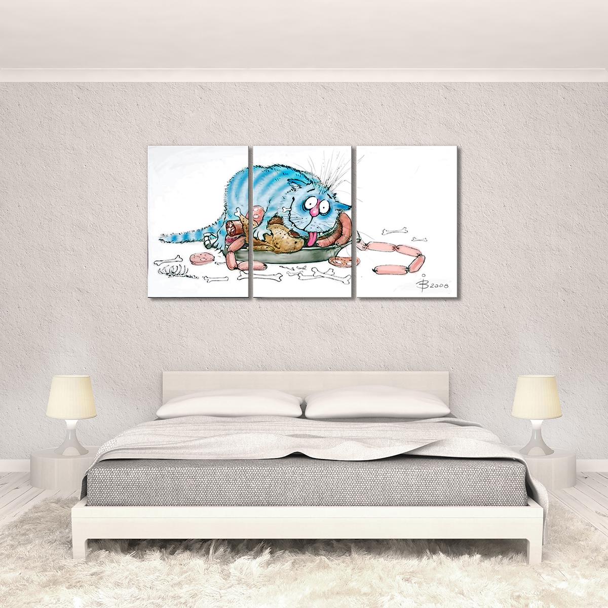 Модульная картина Обжора 3 модуля 90x135 см