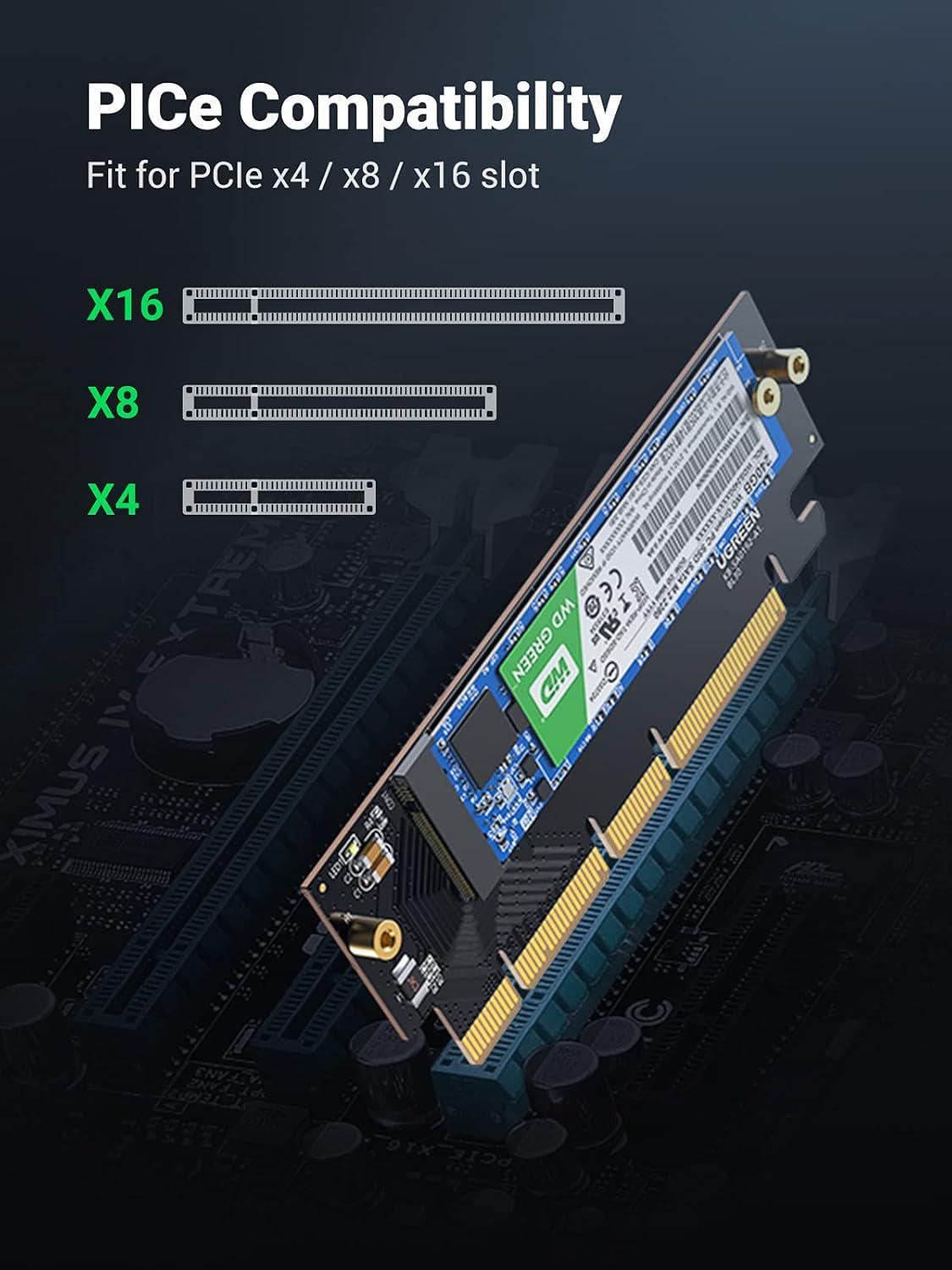 Адаптер UGREEN M.2 NVMe до PCIe PCIe 4.0 x4 з радіатором 64 Гбіт/с для NVMe M-Key/M+B Key 2230-2280 сумісний PCIe x4/x8/x16 Чорний (30715) - фото 8 Адаптер UGREEN M.2 NVMe до PCIe PCIe 4.0 x4 з радіатором 64 Гбіт/с для NVMe M-Key/M+B Key 2230-2280 сумісний PCIe x4/x8/x16 Чорний (30715) - фото 8