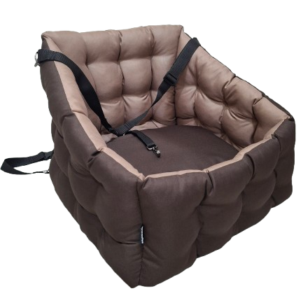 Крісло автомобільне для собак Huge and Tiny зі знімними ременями Waterproof Oxford 50x45 см Коричневий/Карамельний (25590412)