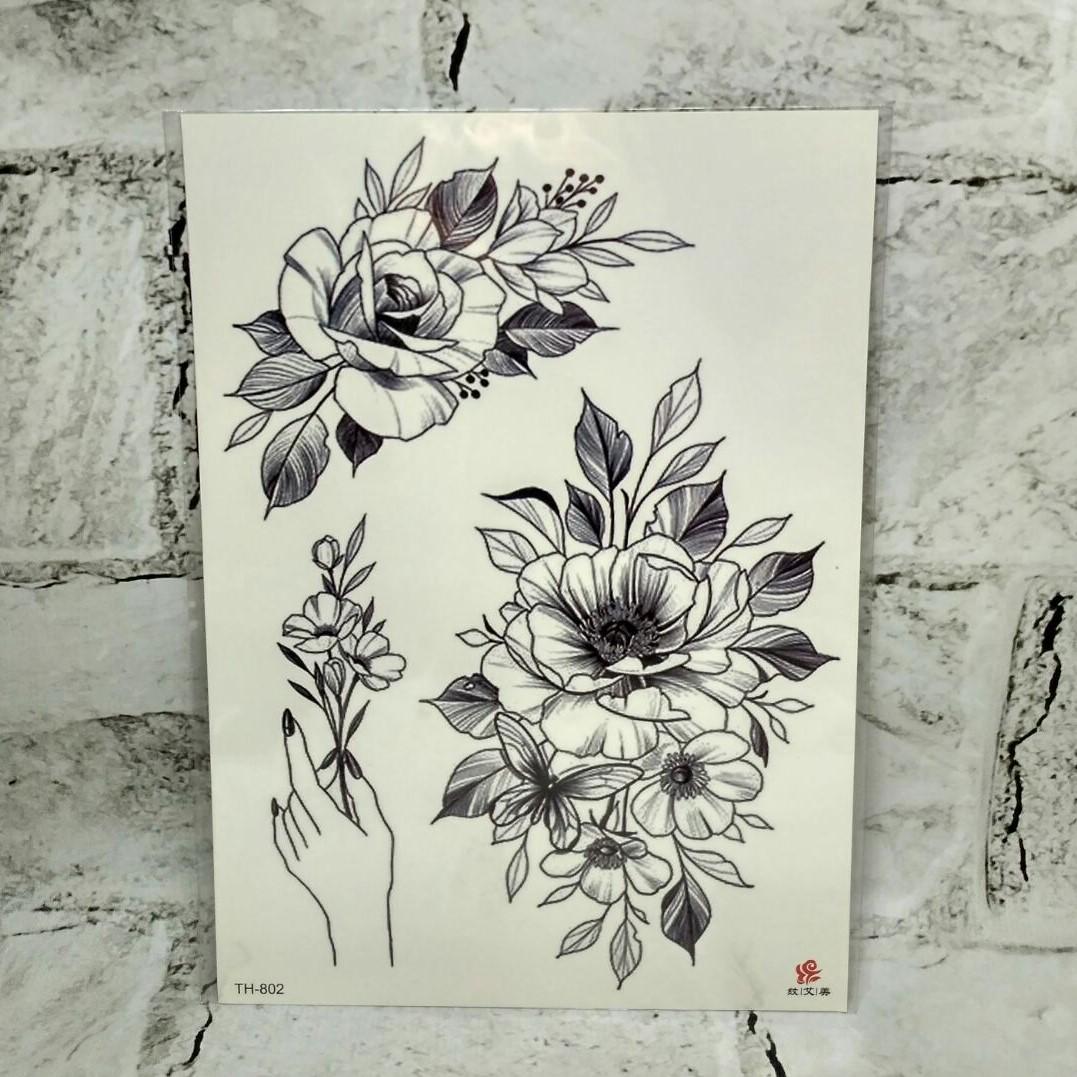 Временные тату Цветы (TH-802)
