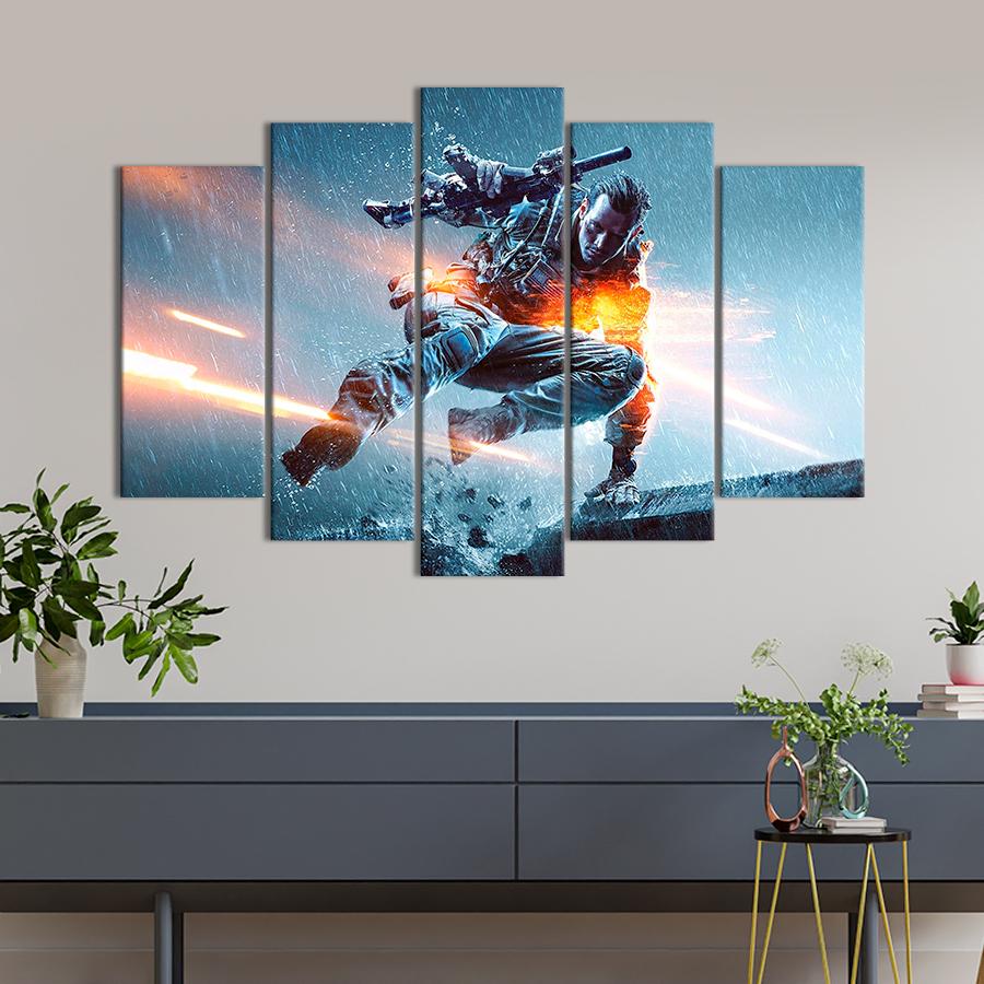 Настенний декор Главный герой под дождем Battlefield 4 187x119 см (A225-5)