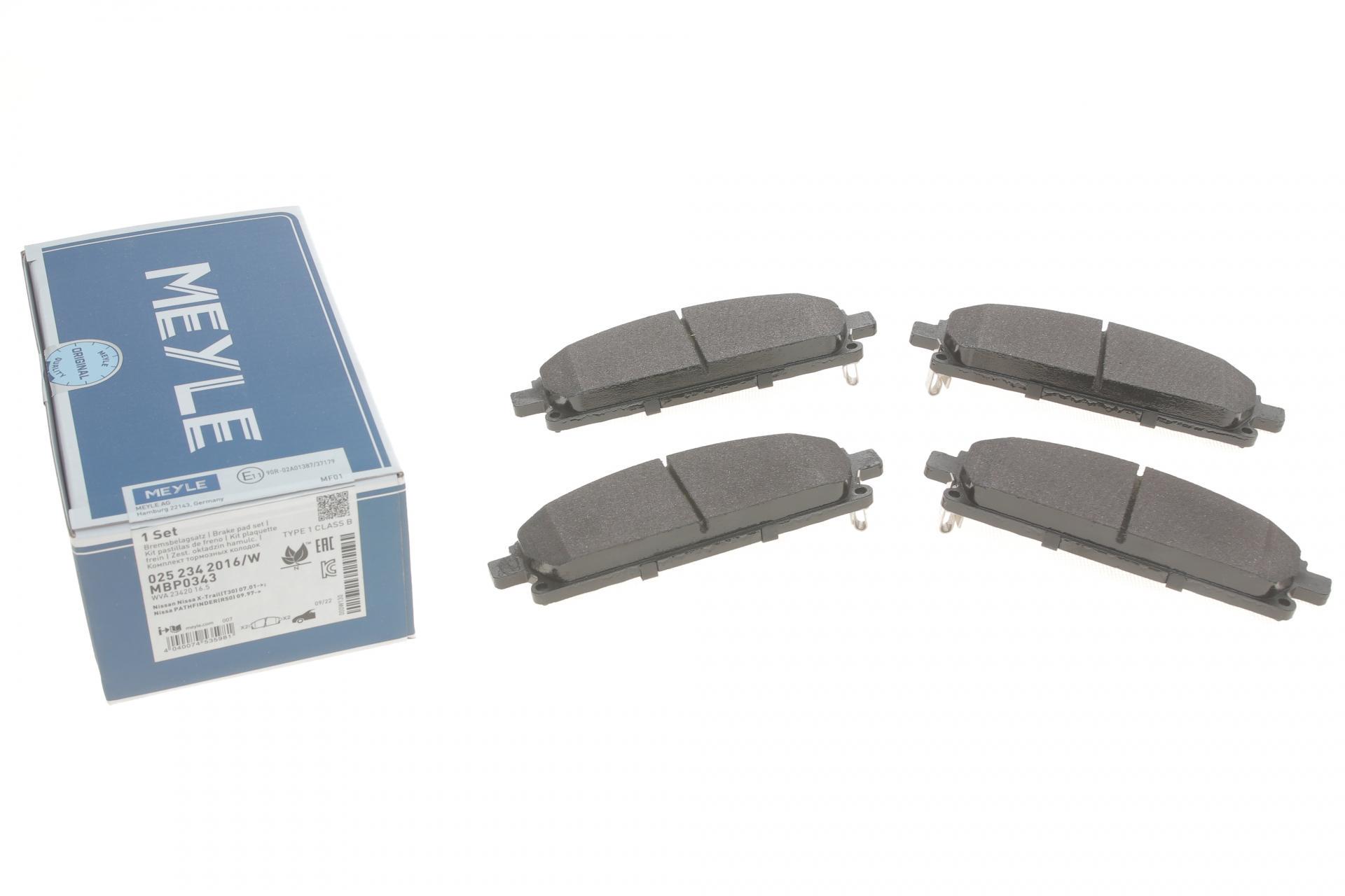 Колодки тормозные передние Meyle для Nissan X-Trail 01-13/Pathfinder 97-04 (025 234 2016/W)