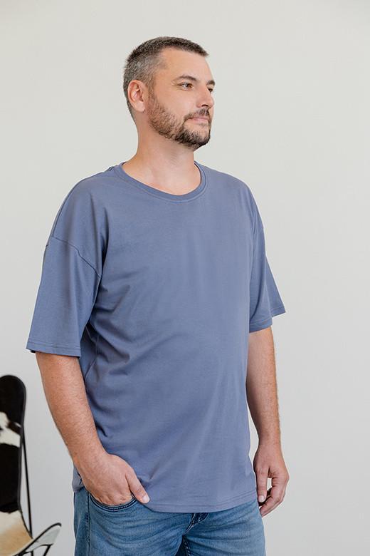 Футболка мужская GBI Оверсайз хлопковая лонг S/M Серый (13723)