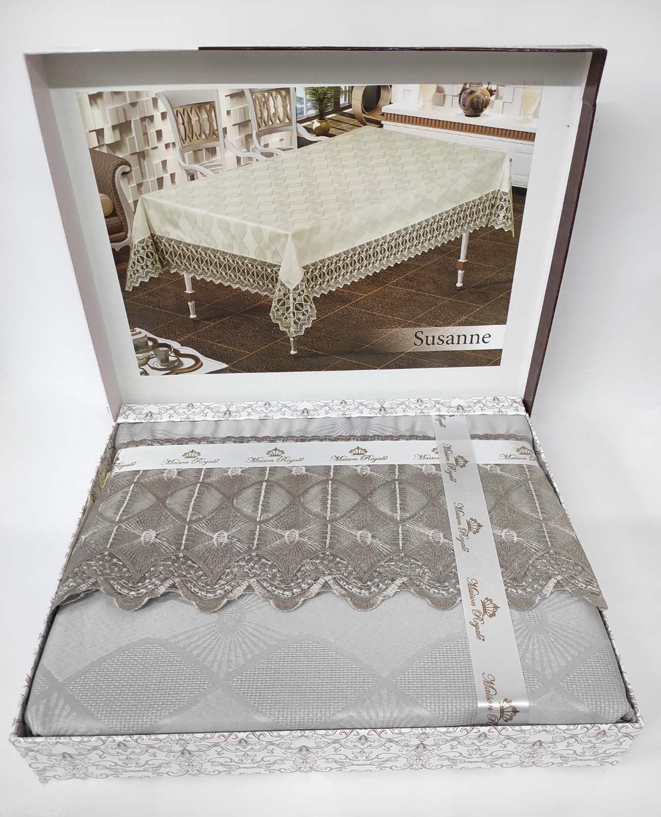 Скатерть с кружевом Maison Royale 160x300 Susanne Grey (CN6903)
