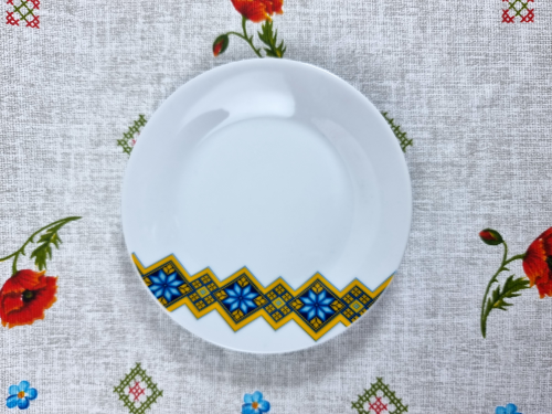 Набор тарелок SNT Вышиванка ромб 7 см 3 шт. Желто-голубой (30000-006)