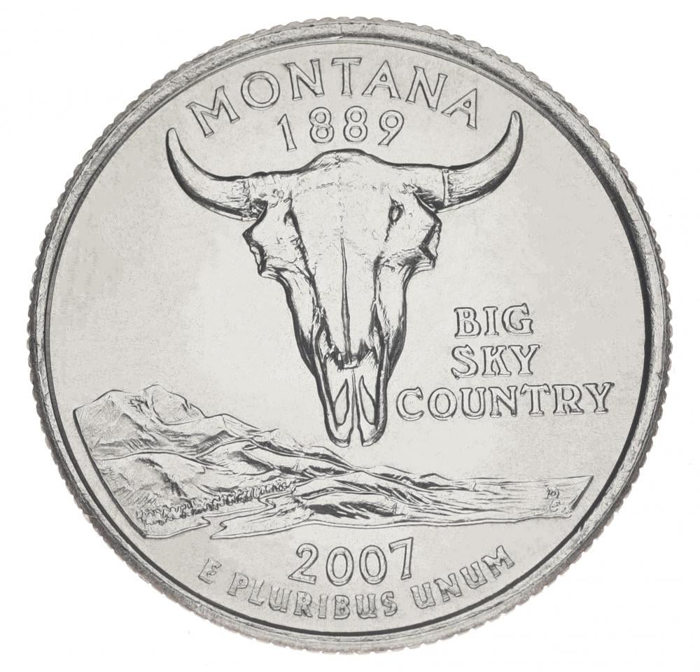 Коллекционная монета США 25 центов 2007 D Штаты и территории - Монтана UNC (KM#396)