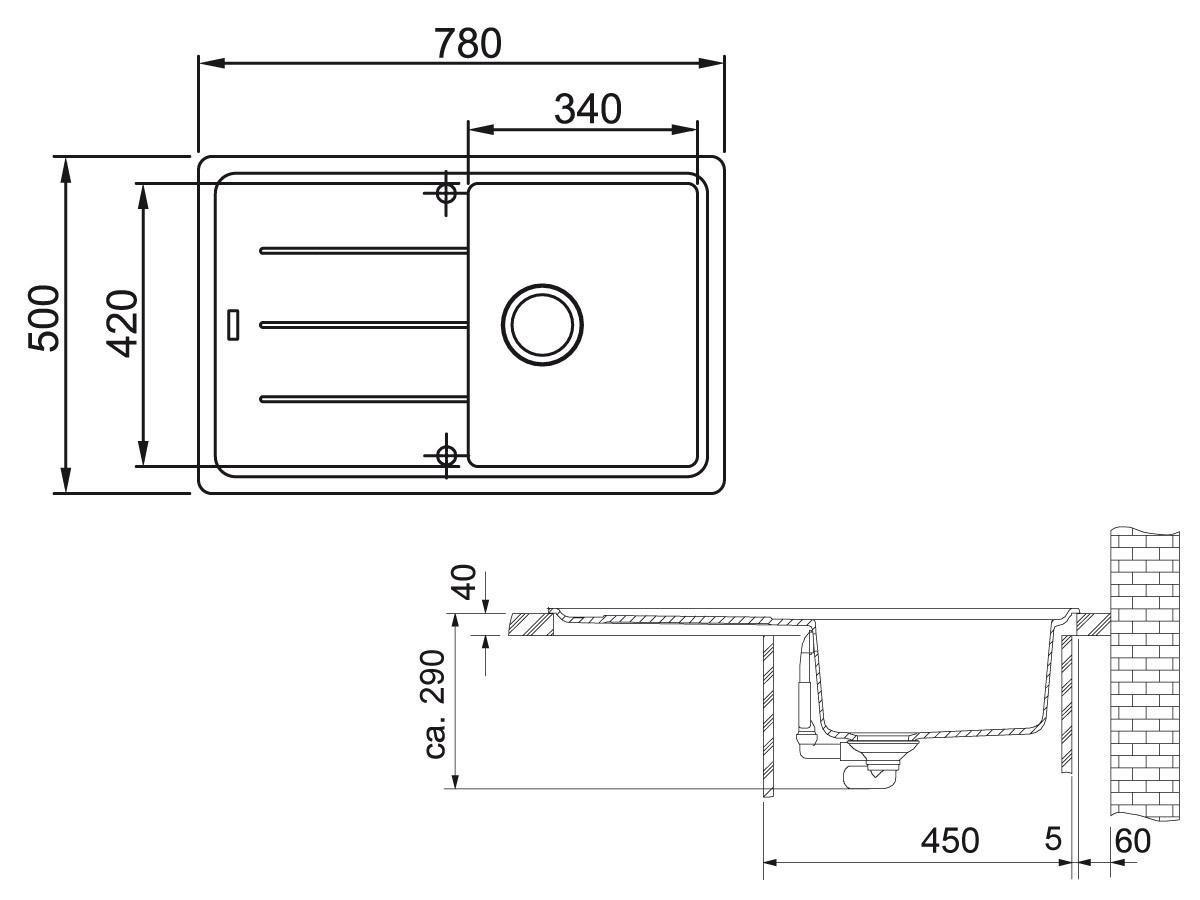 Мойка для кухни гранитная Franke Basis BFG 611-78 114.0258.040 врезная оборотная Оникс (17664362) - фото 2