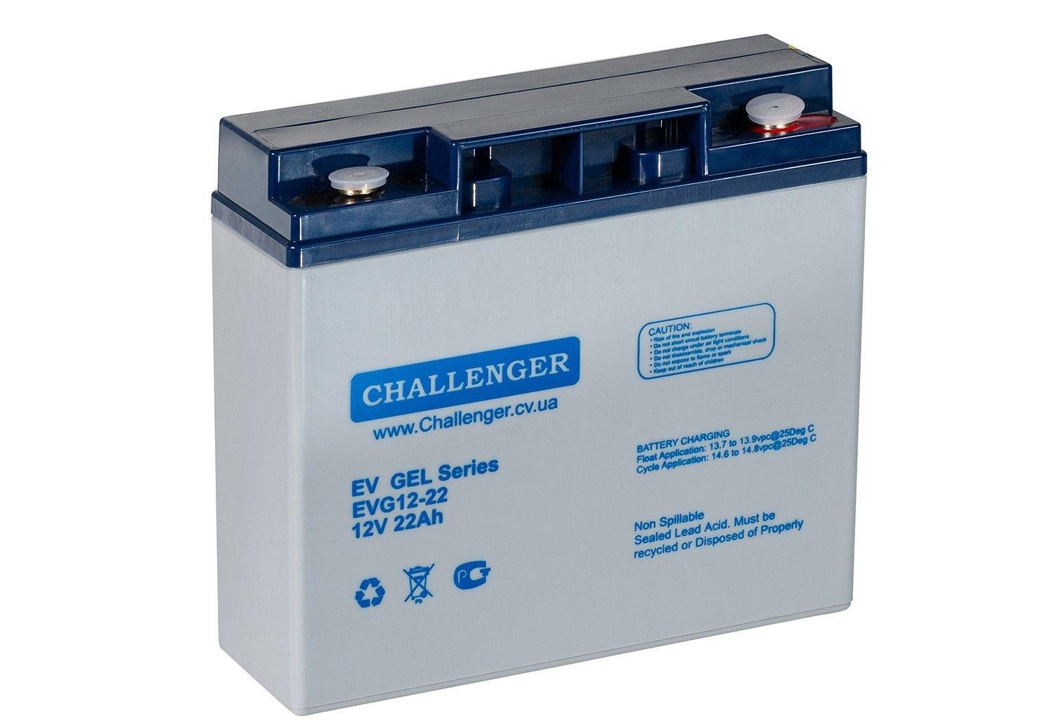 Акумулятор мультигелевий 12V 22 Ah Challenger EVG12-22 для інвалідних візків/електроскутерів/дитячого транспорту (00-00013001)