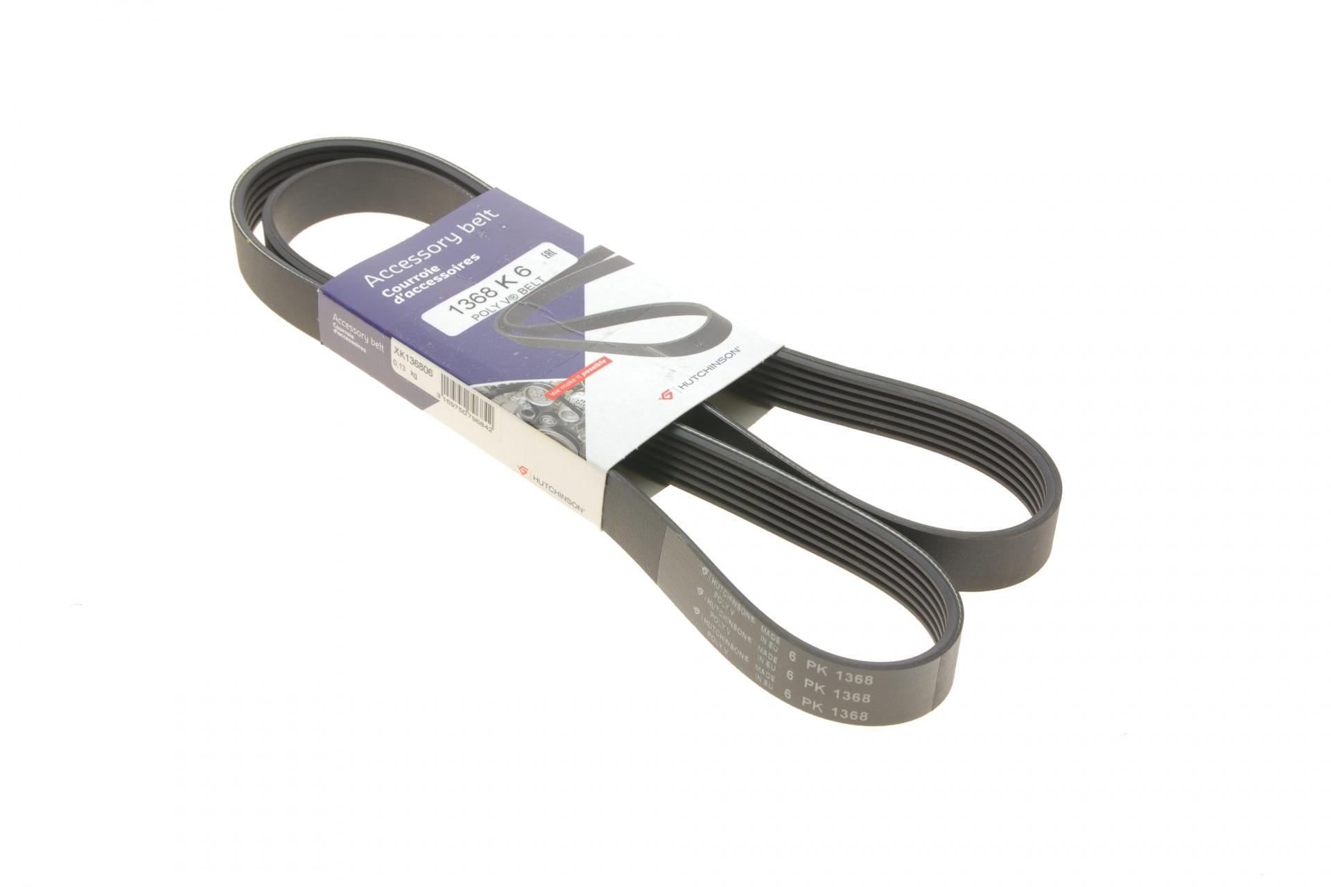 Ремінь генератора HUTCHINSON Fiat Doblo 1.6D Multijet/Opel Combo 1.6/2.0CDTI 12- 6PK1368 (1368_K_6)