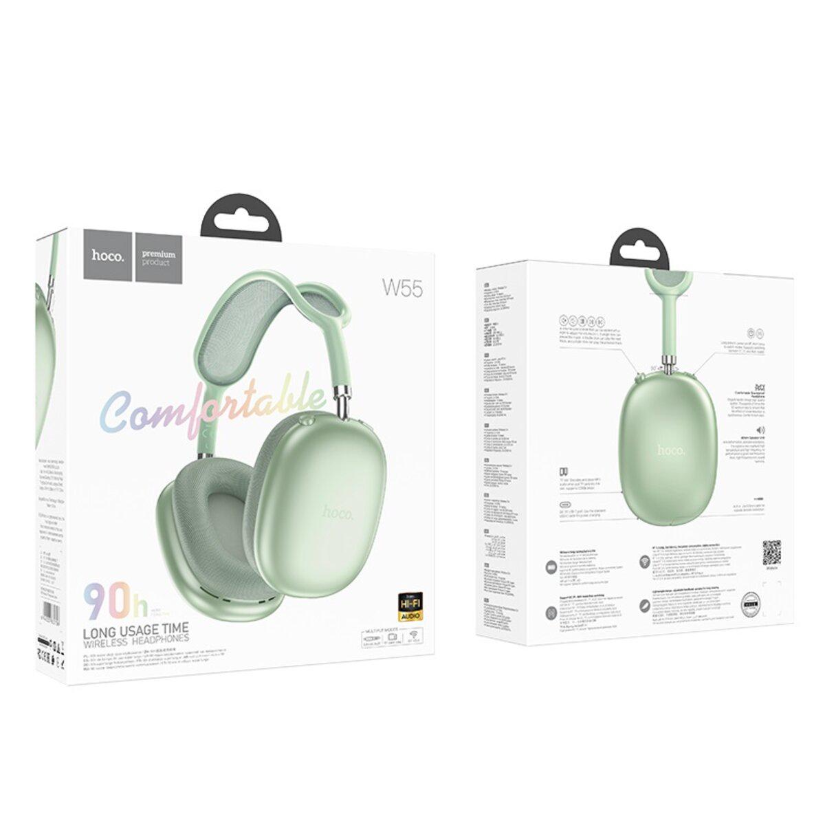Навушники безпровідні Hoco W55 Pleasing BT headphones BT5.4 800mAh Green (6942007632706) - фото 2 Навушники безпровідні Hoco W55 Pleasing BT headphones BT5.4 800mAh Green (6942007632706) - фото 2